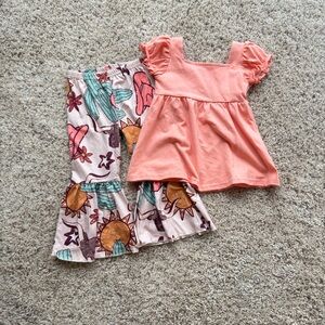 PeachTop and Cactus Print Bell Bottom Pant Set